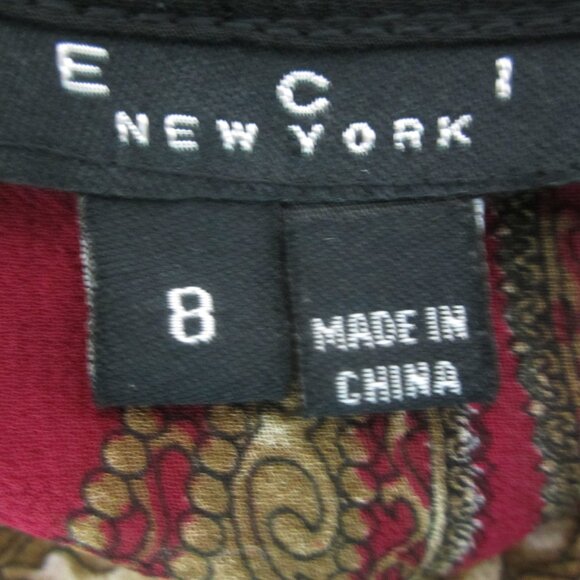 ECI New York Womens 8 Burgudy Purple Black Gold Silk LS V Neck Top Cami 2 Piece - Picture 3 of 9